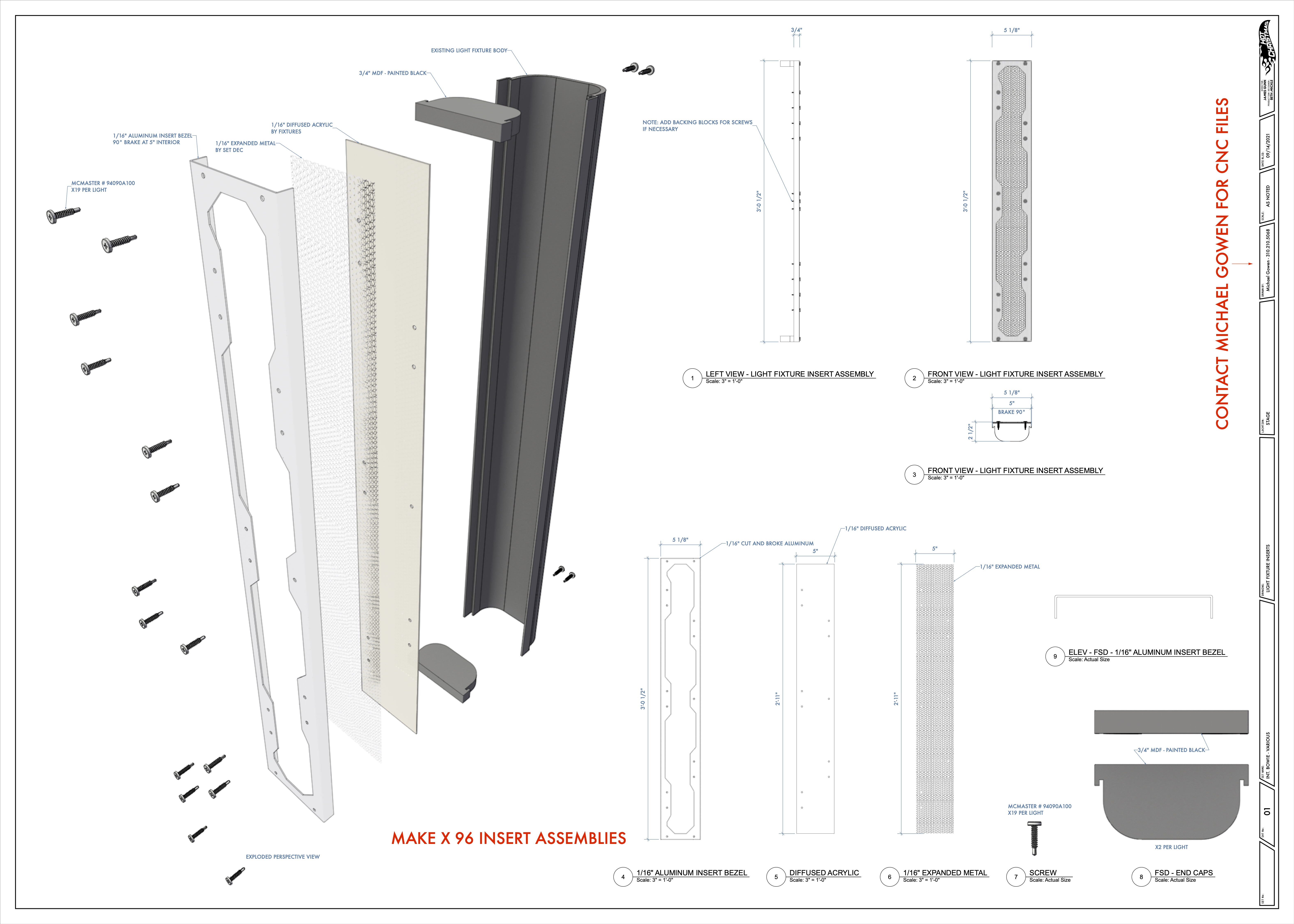 Bowie light fixture technical drawing