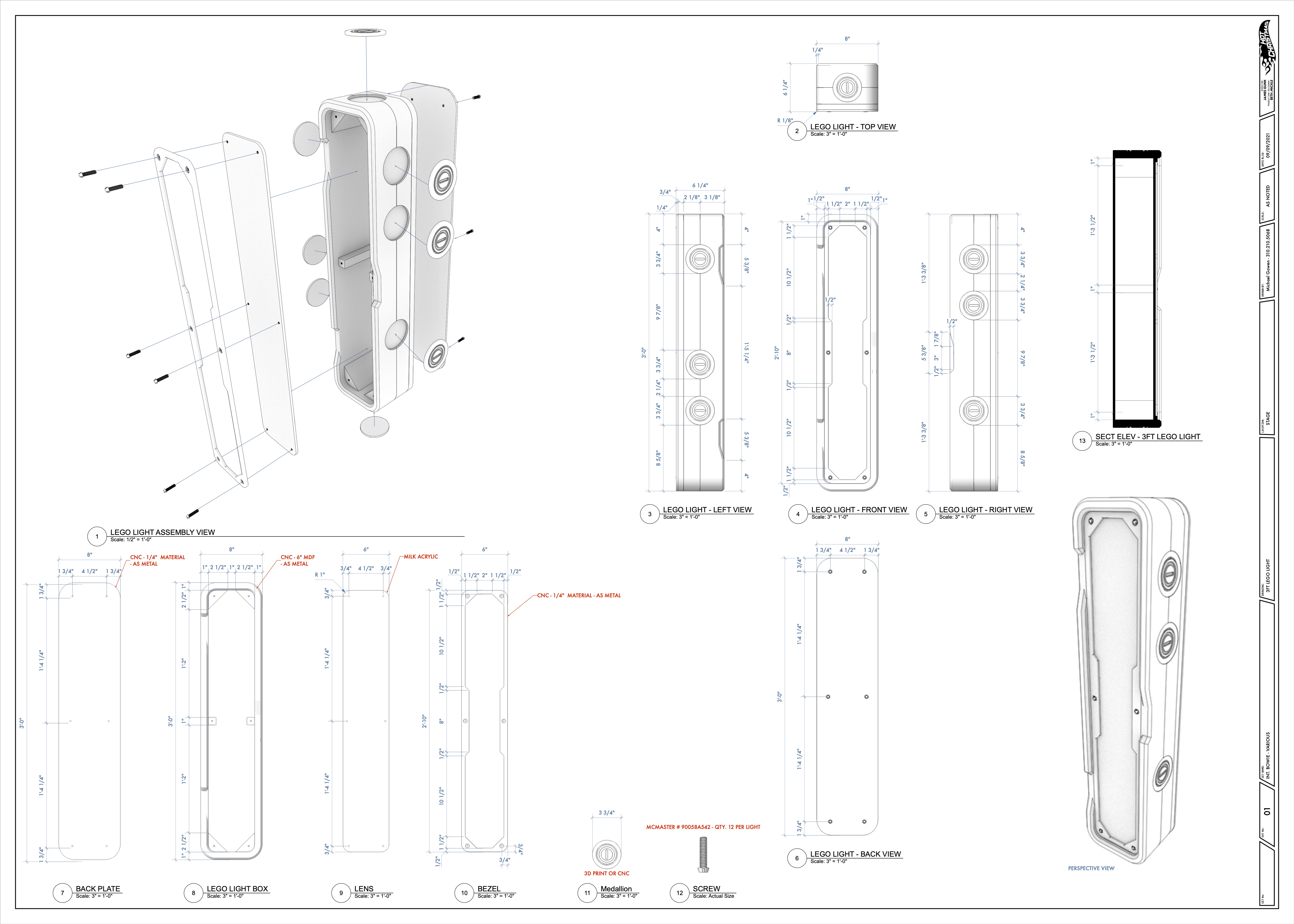Bowie light fixture assembly drawing