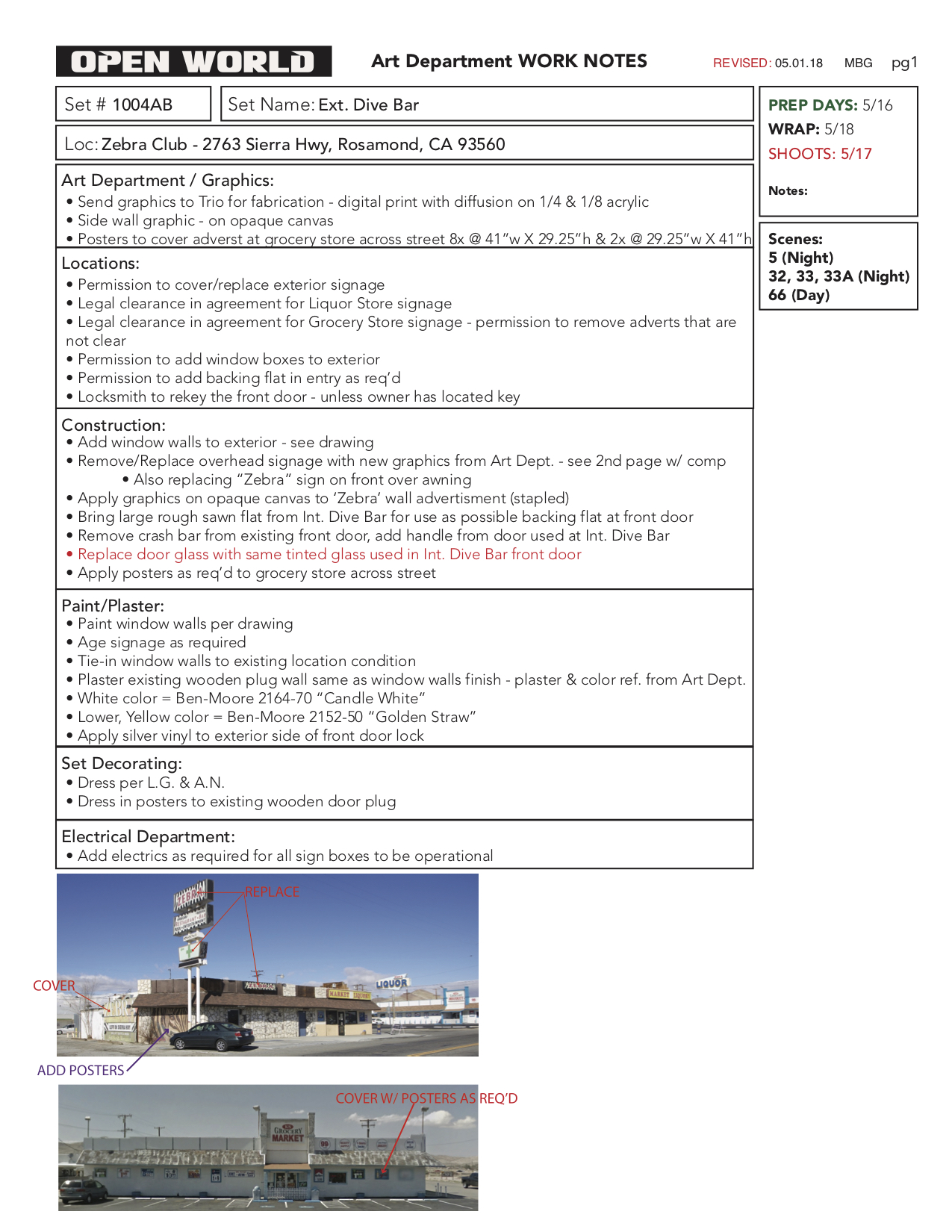 Location scouting and coordination notes