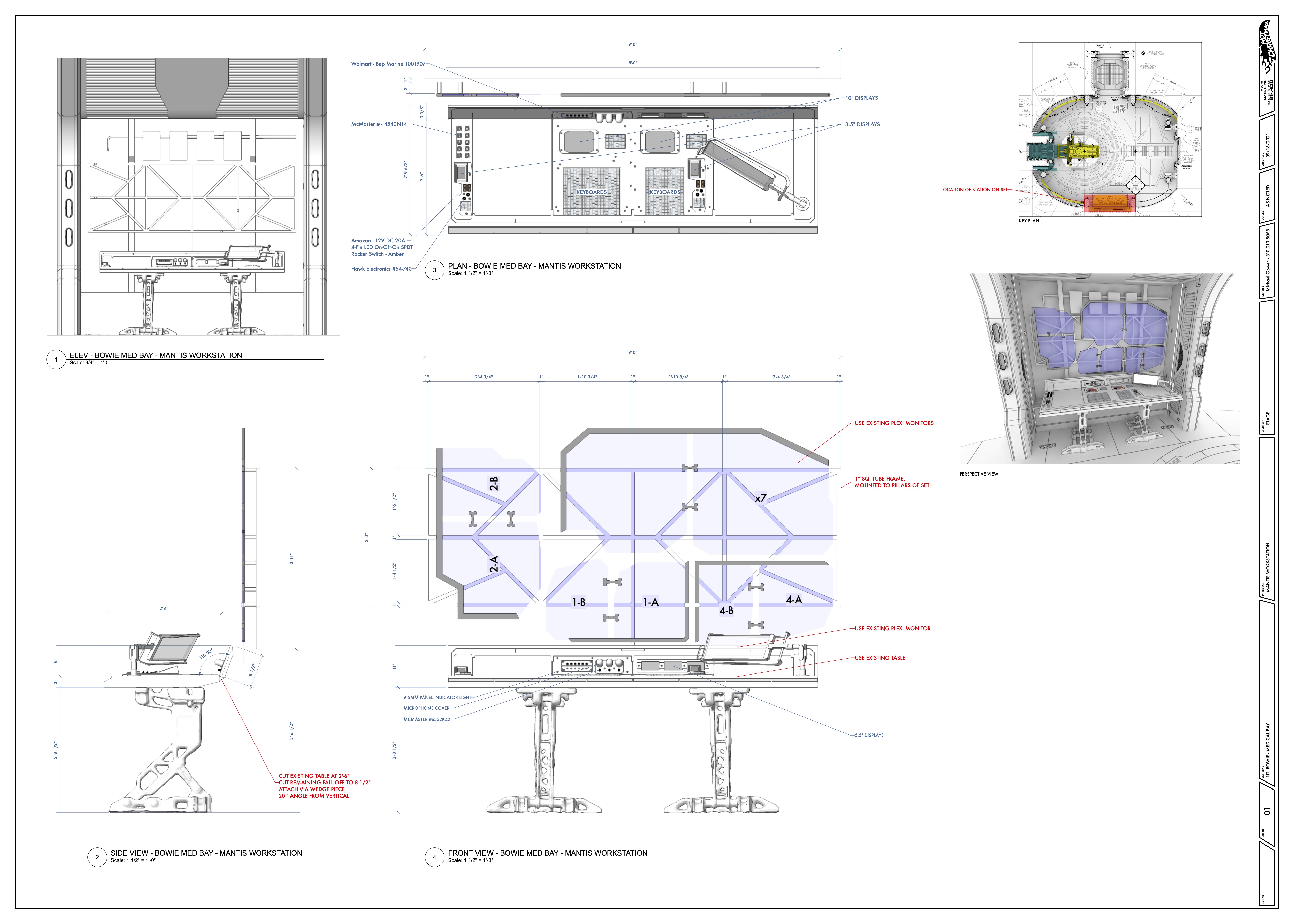 Mantis desk technical drawing