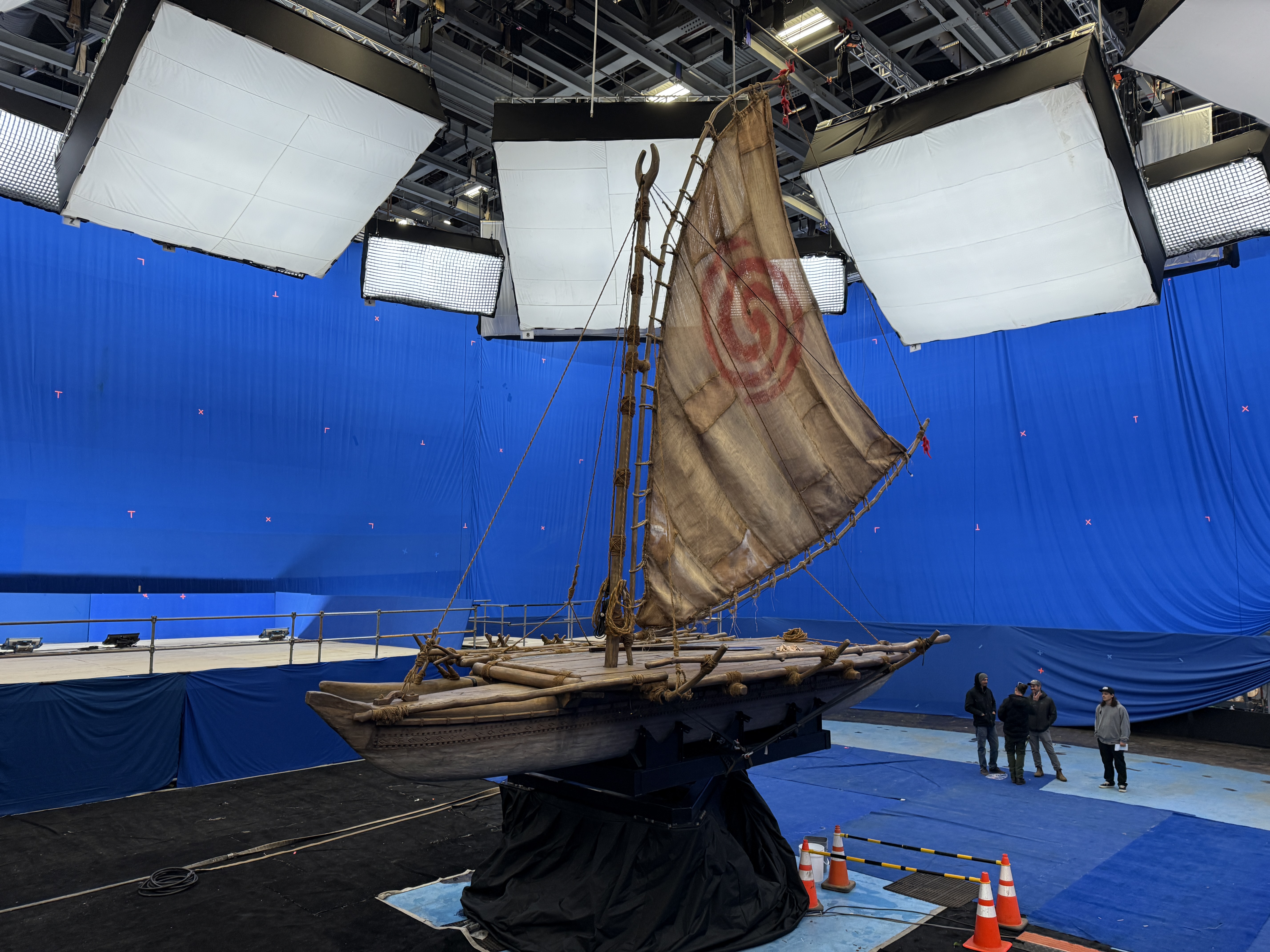 Moana canoe on set