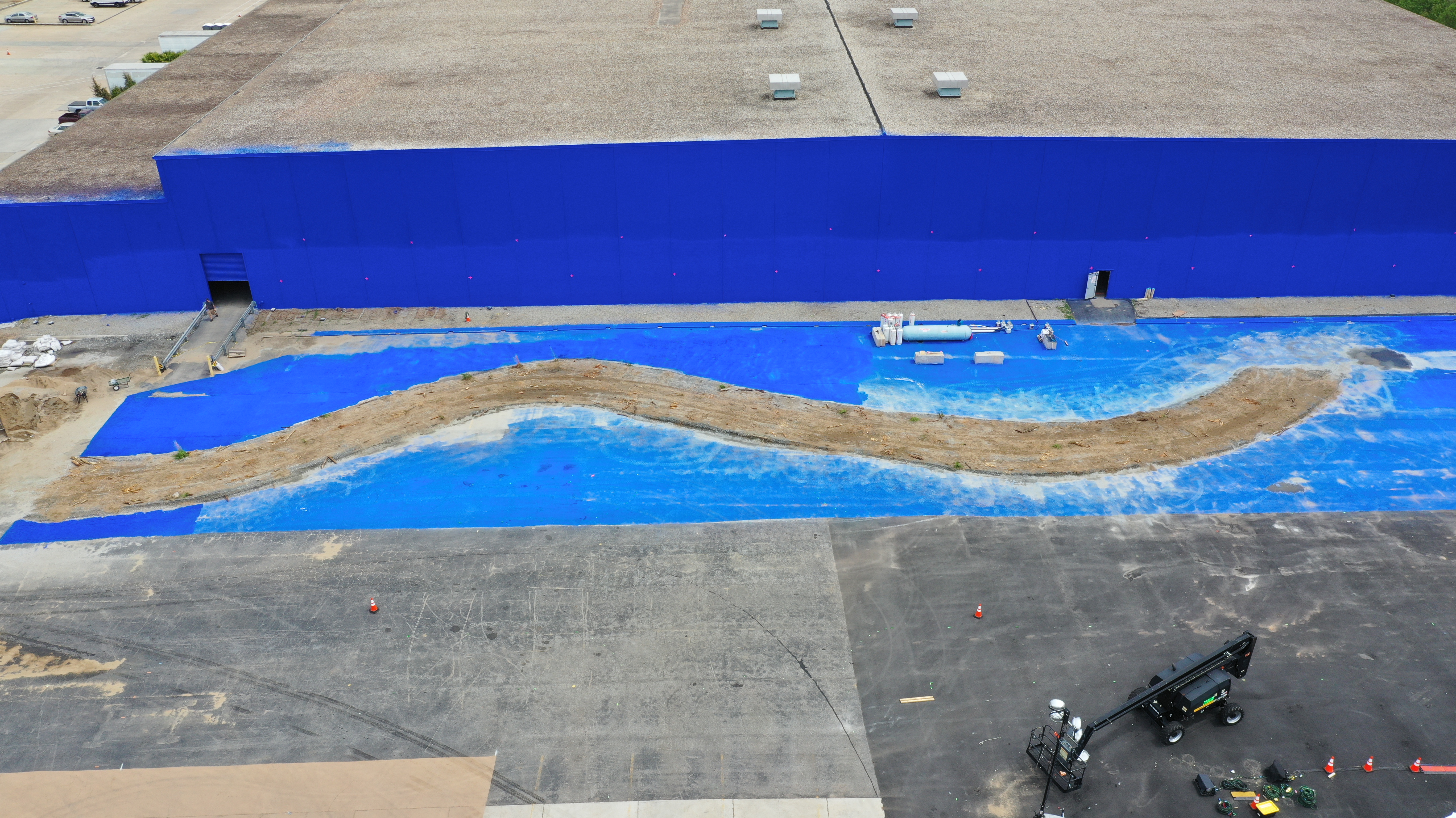 Aerial view of road construction