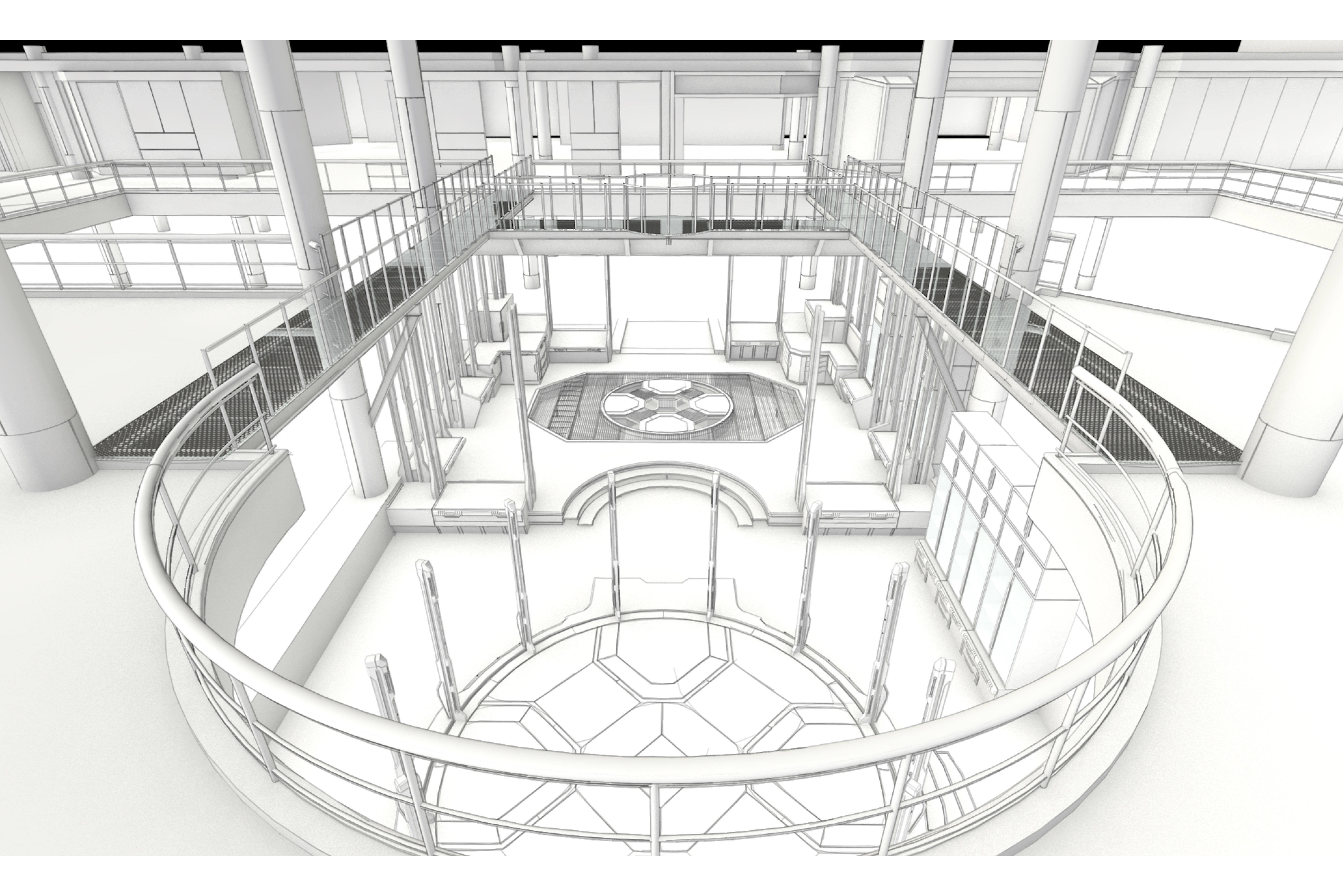 Early concept exploring the underground base layout and spatial relationships