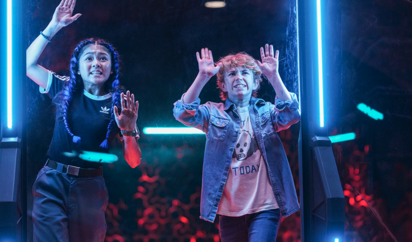 Modular tech wall sections featuring dynamic lighting and equipment mounting