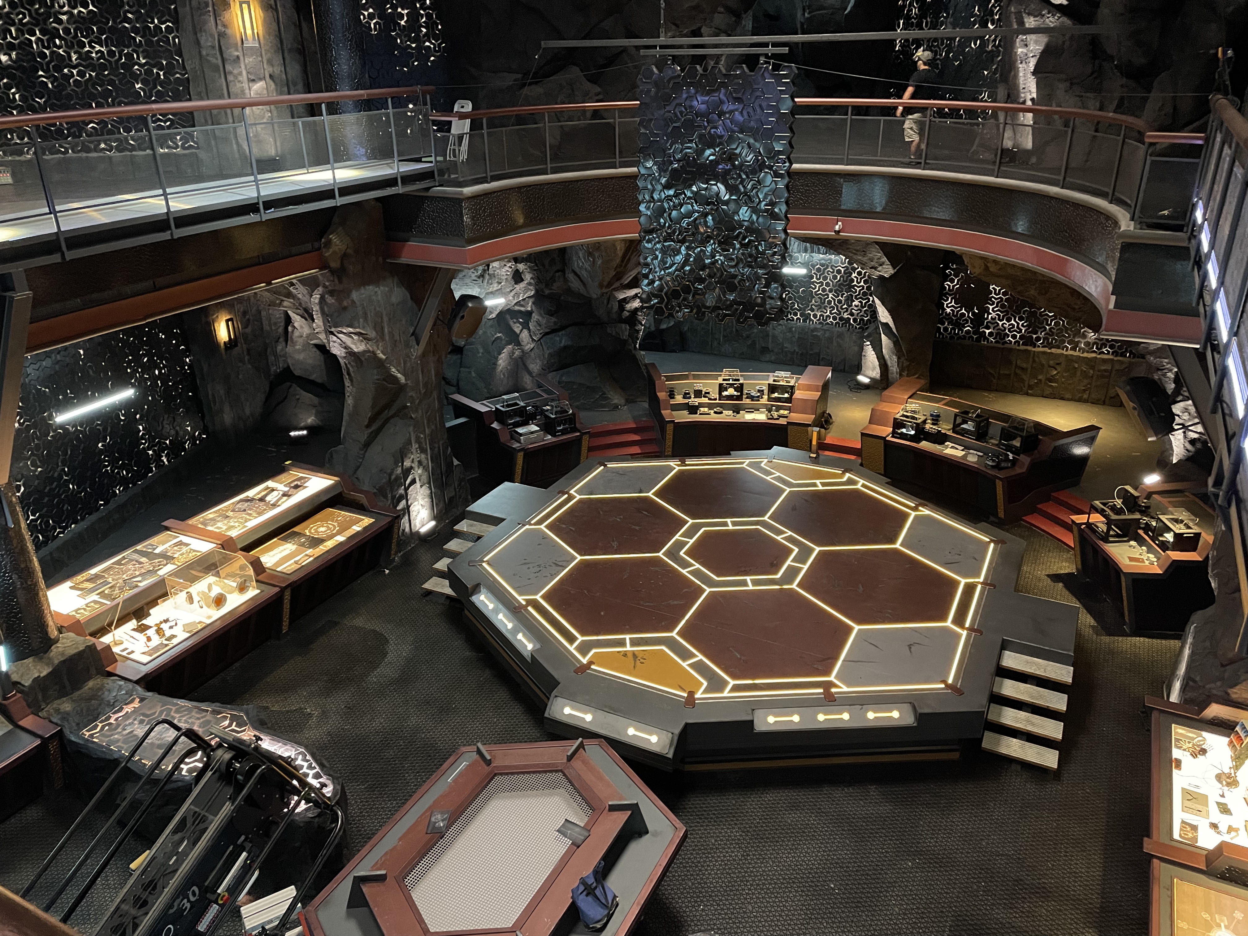 Dynamic lighting design creating the perfect underground superhero base atmosphere